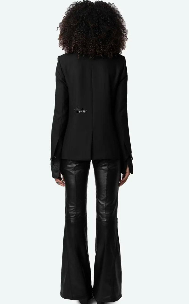 Cross-border e-commerce winnerz's 25 Z&@V Sassy Commuter Structured Simple Atmosphere Heart Pattern Notch Lapel Blazer