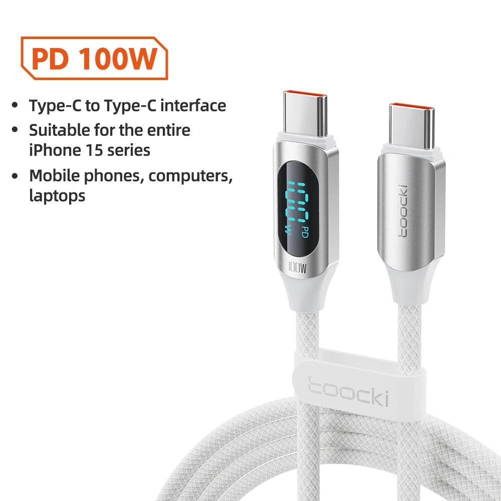 Toocki Type C to Type C Cable 100W PD Fast Charger Cable