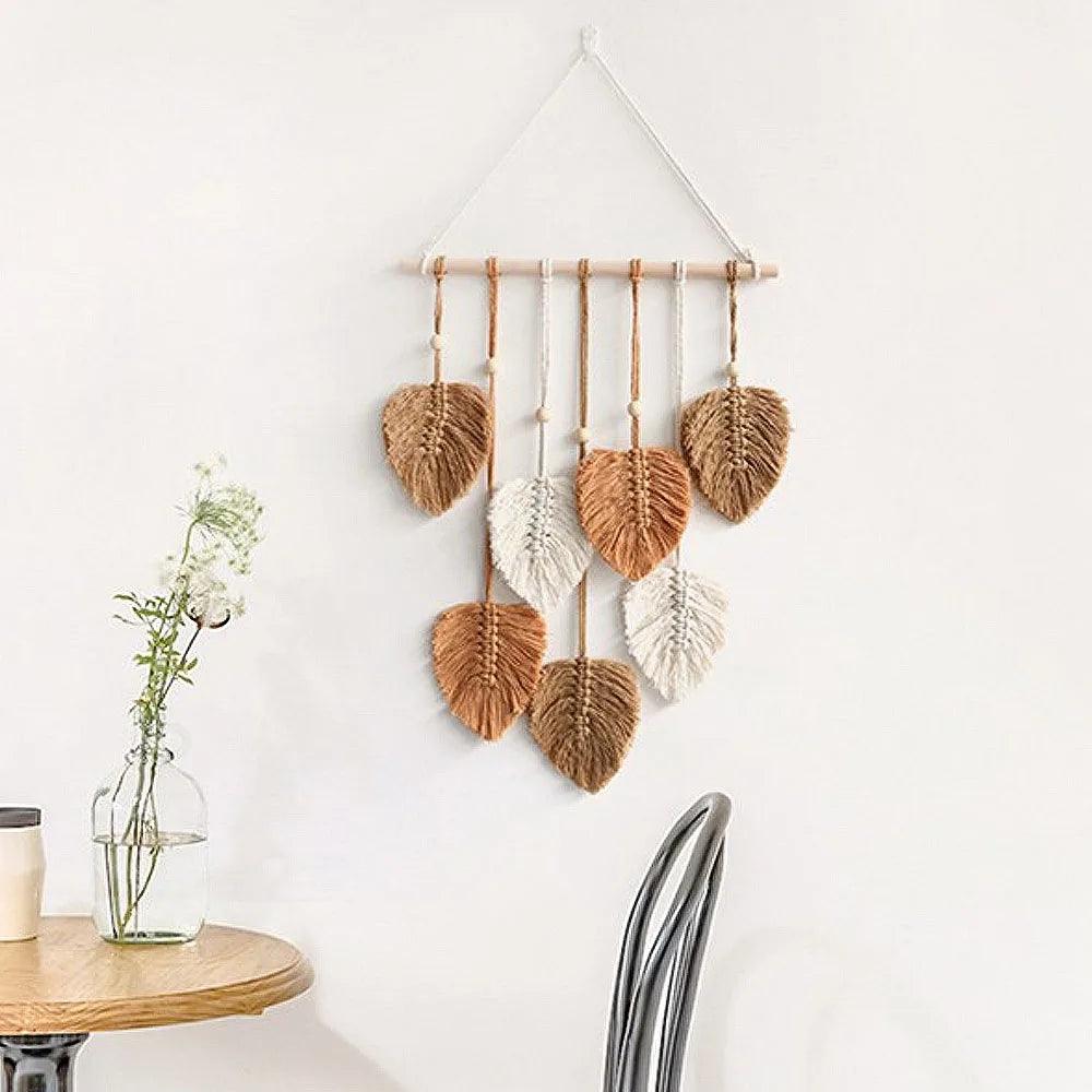 Leaf Macrame Wall Hanging Boho Decor Green Wall Tapestry