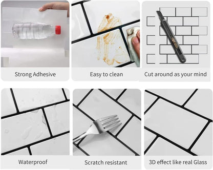 Subway Wall Stickers Peel and Stick 3D Brick Vinyl Wallpaper