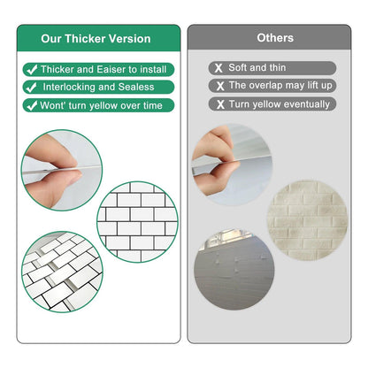 Subway Wall Stickers Peel and Stick 3D Brick Vinyl Wallpaper