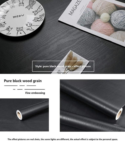 Black Wood Peel And Stick Paper Self-Adhesive Film