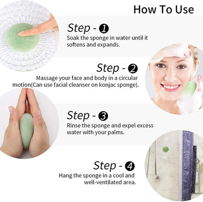 3pcs Face Exfoliation Cleaning Konjac Sponge Natural Puff