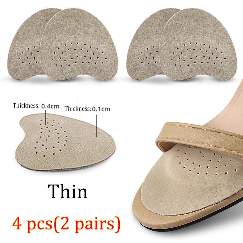 4pcs Sandals Anti-slip Stickers Leather Forefoot Pad Women High Heels Pain Relief Insert Insoles Toe Cushion Foot Care Shoes Pad