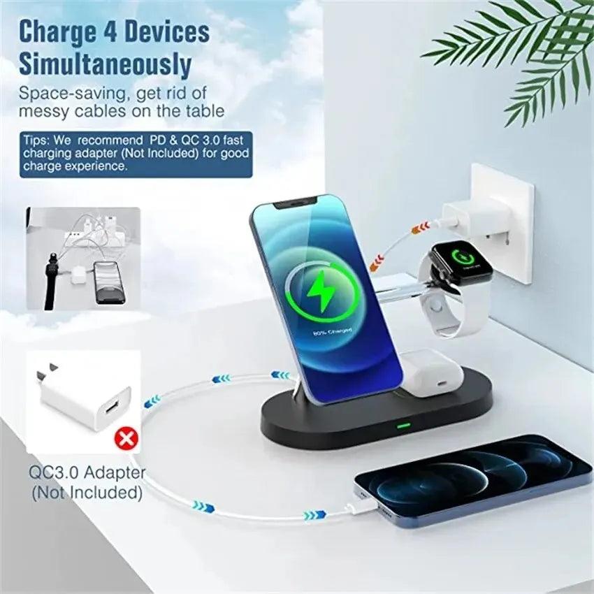 3 In 1 Magnetic Wireless Charger Stand For iPhone 15 14 13 Pro Max
