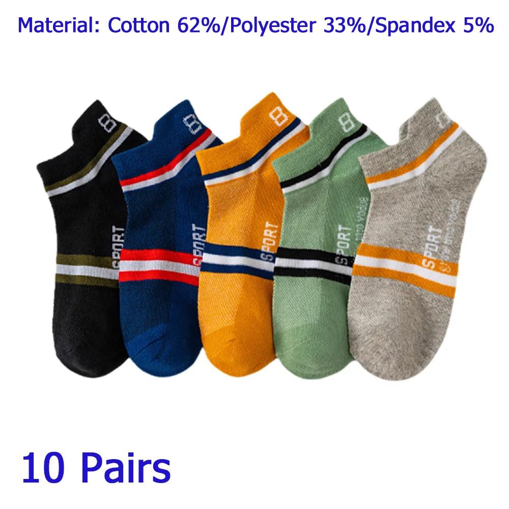 8 Pairs Women / Men Boat Socks Invisible Low Cut Silicone Non-slip Summer No-show Ankle Socks Solid Color Casual Breathable