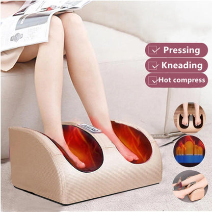 Electric Foot Massage Machine Hot Compress Shiatsu Foot Vibrators Kneading Roller For Foot Pain Relief Muscle Stimulation Gift - WildlifeStyle