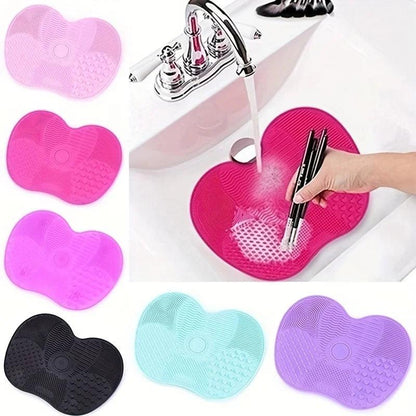 Apple Shaped Silicone Makeup Brush Cleaning Pad Efficient Portable Reusable Mat