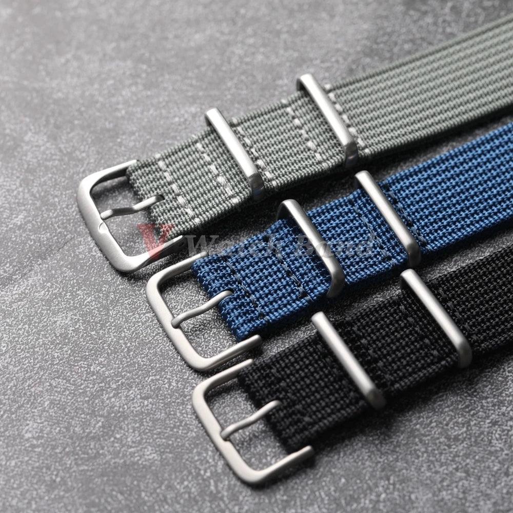 New Ribbed Nylon Watchband 18mm 20mm 22mm Military Strap
