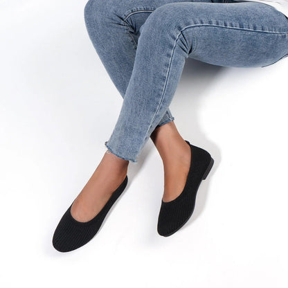 Samilor Knit Ballet Flat Shoes Round Toe Flats for Women Casual Slip on Shallow Shoes Office Boat Shoes Plus Size Moccasins