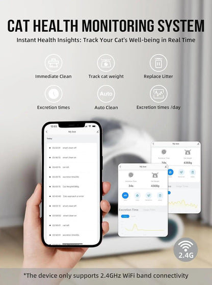 Tonepie 65L Automatic Smart Cat Litter Box Self Cleaning