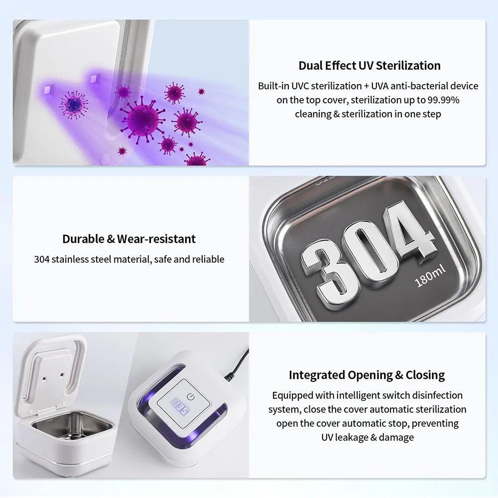 180ml Ultrasonic Cleaner UV Sterilization For Dentures