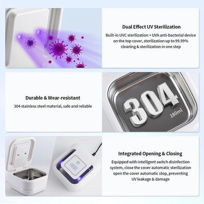 180ml Ultrasonic Cleaner UV Sterilization For Dentures