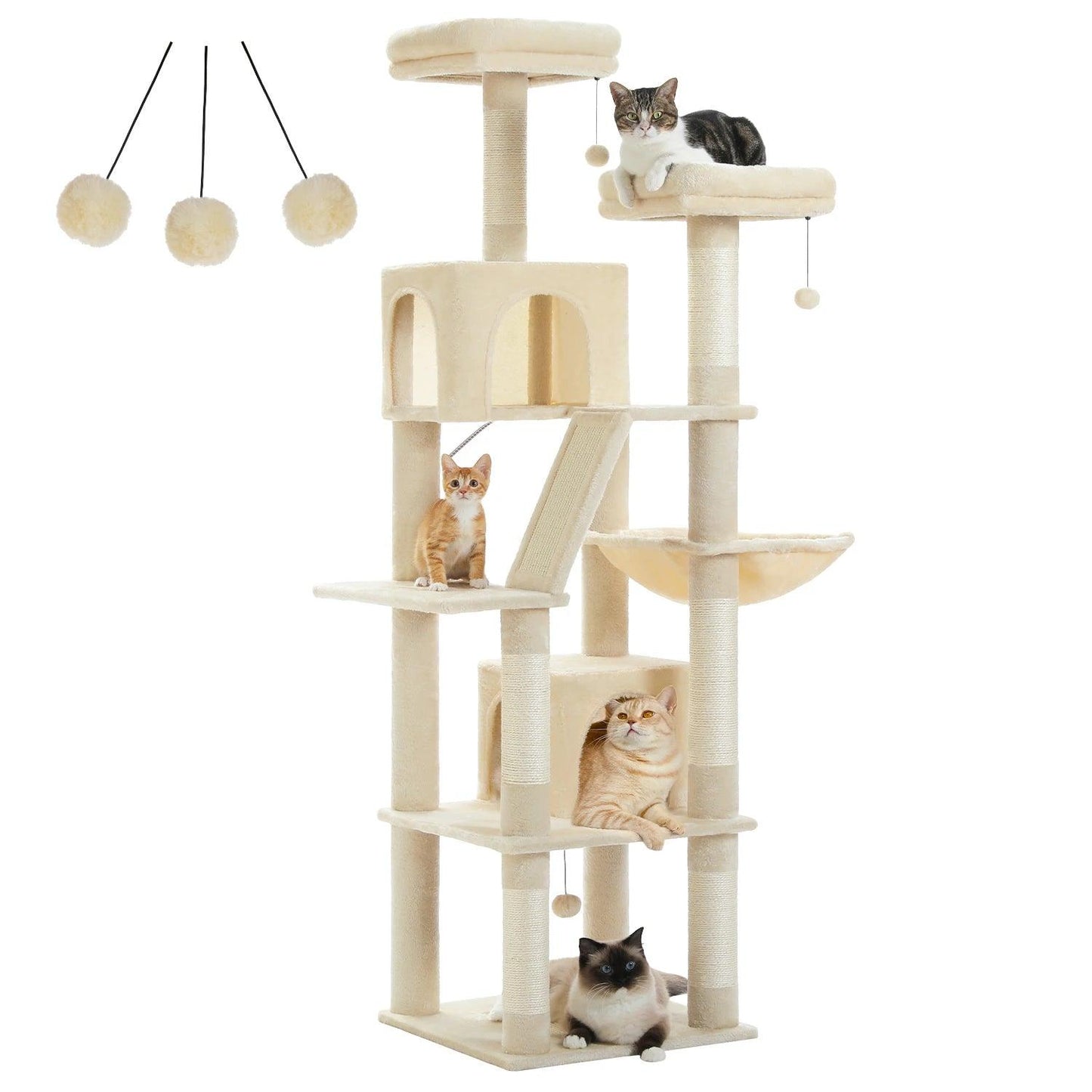 Large Cat Tree Tall Cat Tower for Indoor Cats Multi-Level Plush Cat Condo with Scratching Posts Scratching Boards Perches Caves - WildlifeStyle