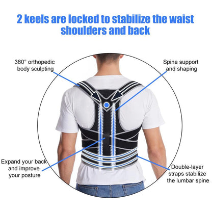 Lumbar Brace Spine Support Belt Adjustable Corset Correction Body Improve with Plate Straight Back Posture Corrector Shoulder - WildlifeStyle