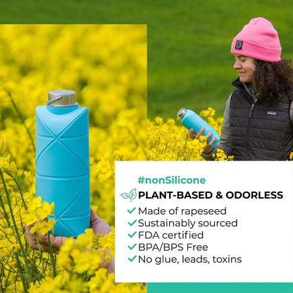 1x 750Ml Collapsible Water Bottle Leakproof Reusable Silicone