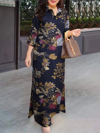 ZANZEA Women 3/4 Sleeve Long Dresses Fall 2024 Fashion