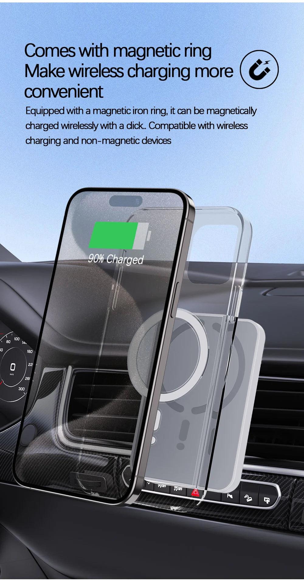 15W Magnetic Car Wireless Charger For Magsafe iPhone 12 13 14 15 Pro Max Fast Charging Air Vent Holder