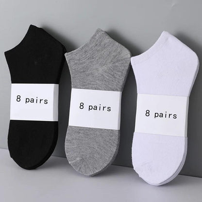 8 Pairs Women / Men Boat Socks Invisible Low Cut Silicone Non-slip Summer No-show Ankle Socks Solid Color Casual Breathable
