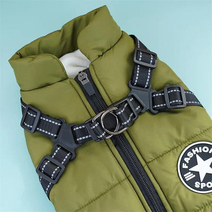 Pet Dog Jacket with Harness Ring Winter Warm Vest