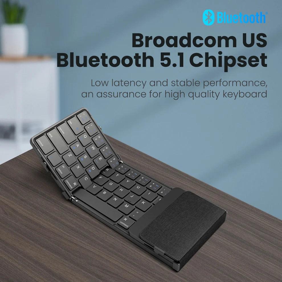 Folding Bluetooth Keyboard with Touchpad for 3 Devices