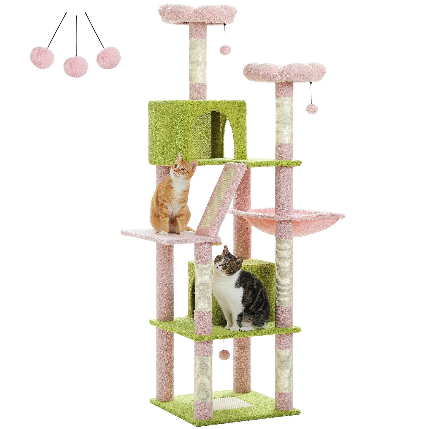 Large Cat Tree Tall Cat Tower for Indoor Cats Multi-Level Plush Cat Condo with Scratching Posts Scratching Boards Perches Caves - WildlifeStyle