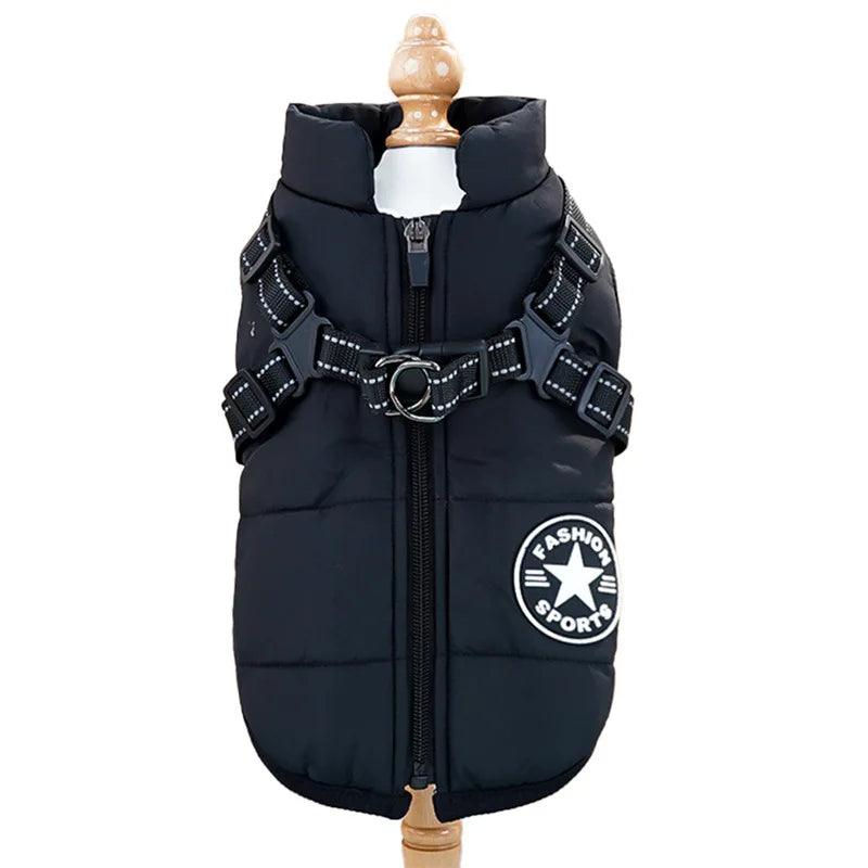 Pet Dog Jacket with Harness Ring Winter Warm Vest