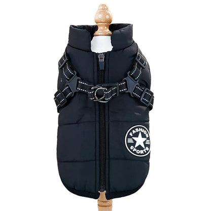 Pet Dog Jacket with Harness Ring Winter Warm Vest