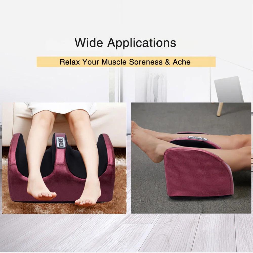 Electric Foot Massage Machine Hot Compress Shiatsu Foot Vibrators Kneading Roller For Foot Pain Relief Muscle Stimulation Gift - WildlifeStyle