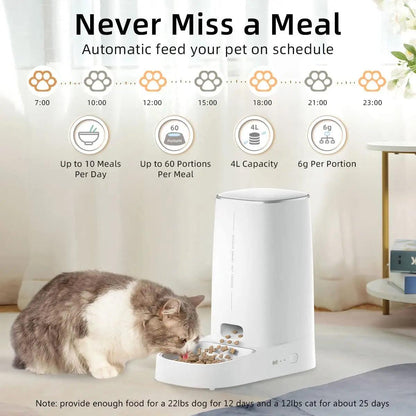 ROJECO Automatic Cat Feeder Pet Smart WiFi Cat Food Kibble Dispenser Remote Control Auto Feeder For Cat Dog Dry Food Accessories - WildlifeStyle