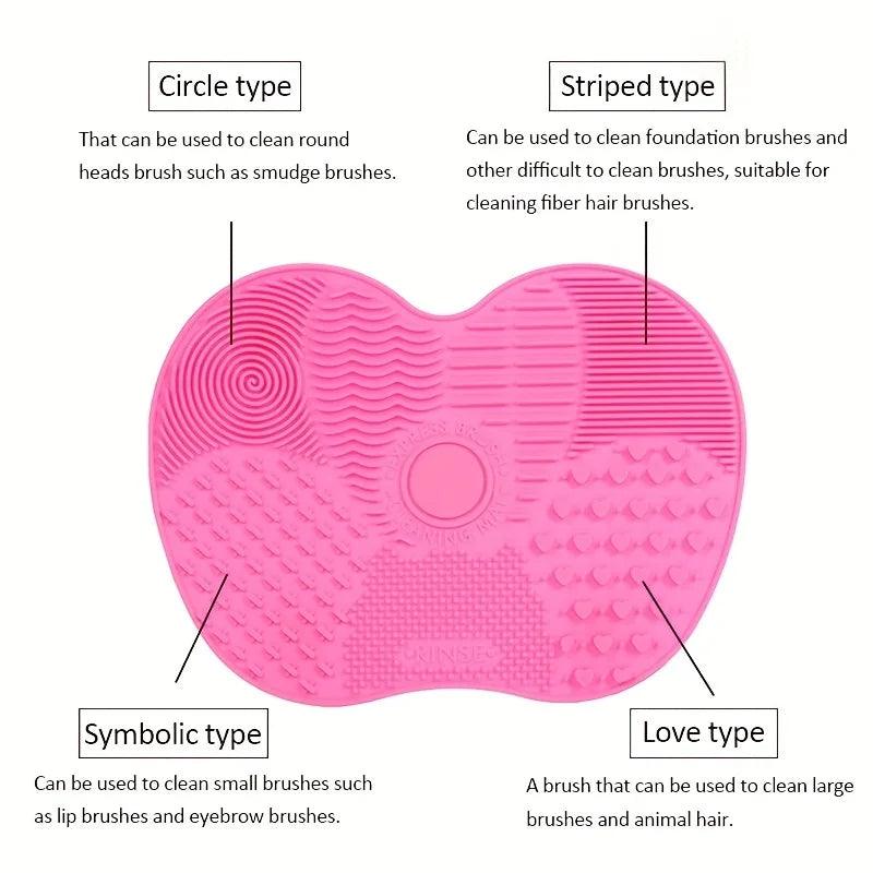 Apple Shaped Silicone Makeup Brush Cleaning Pad Efficient Portable Reusable Mat