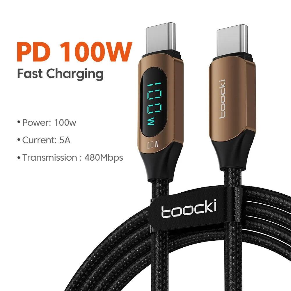 Toocki Type C to Type C Cable 100W PD Fast Charger Cable