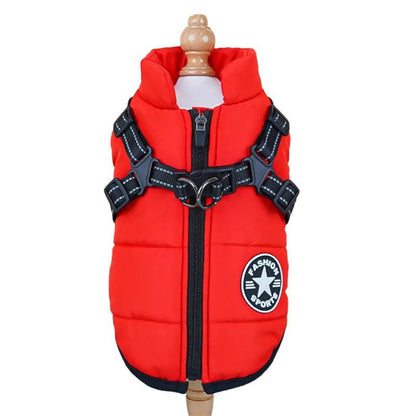 Pet Dog Jacket with Harness Ring Winter Warm Vest