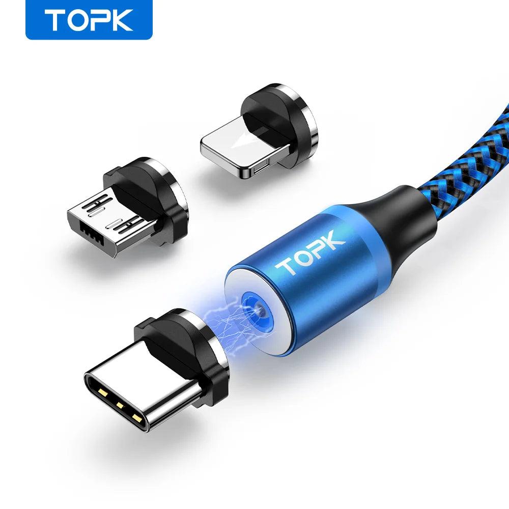 Magnetic Charging Cable 3 IN 1 TOPK 360 Rotation Charger