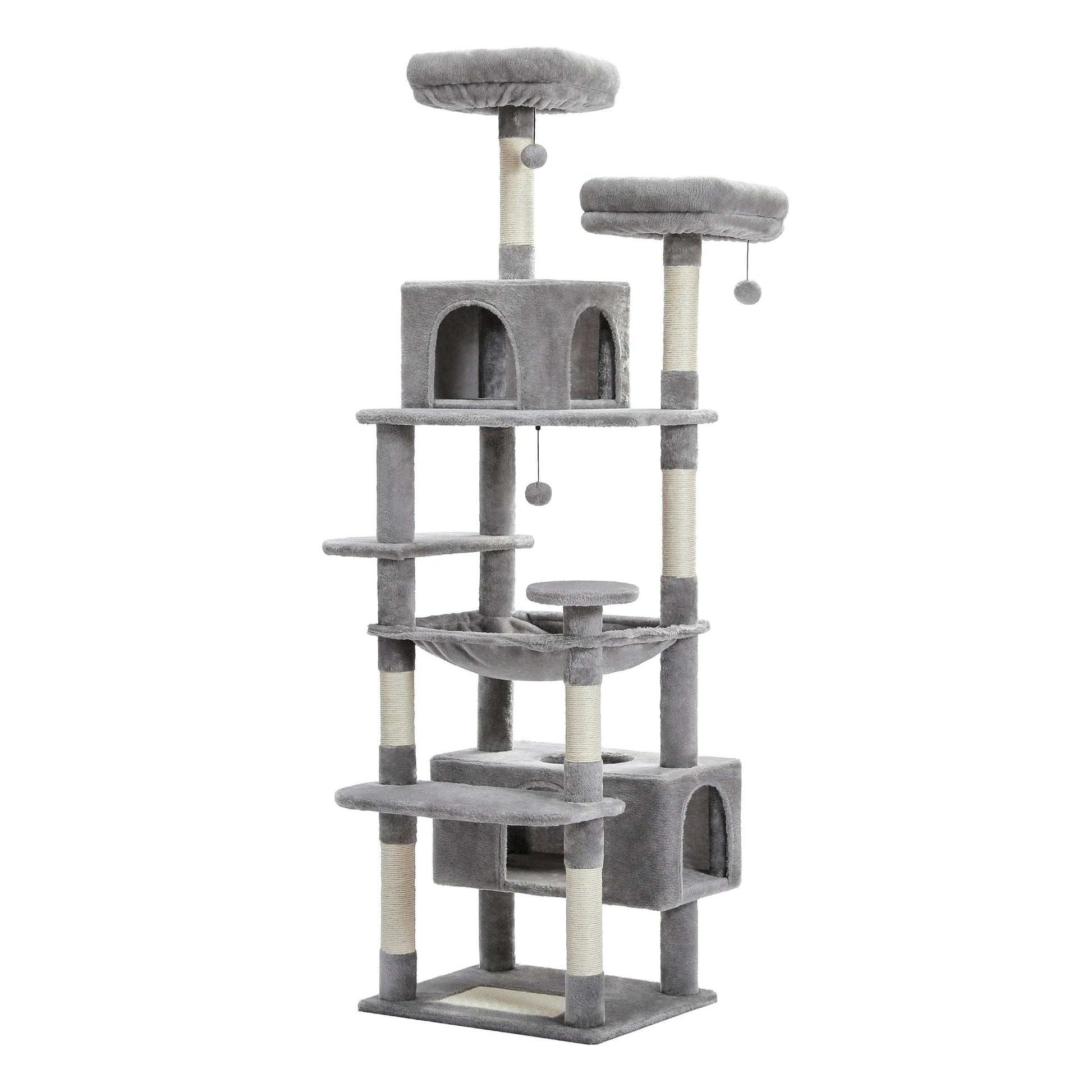 Large Cat Tree Tall Cat Tower for Indoor Cats Multi-Level Plush Cat Condo with Scratching Posts Scratching Boards Perches Caves - WildlifeStyle