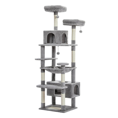 Large Cat Tree Tall Cat Tower for Indoor Cats Multi-Level Plush Cat Condo with Scratching Posts Scratching Boards Perches Caves - WildlifeStyle