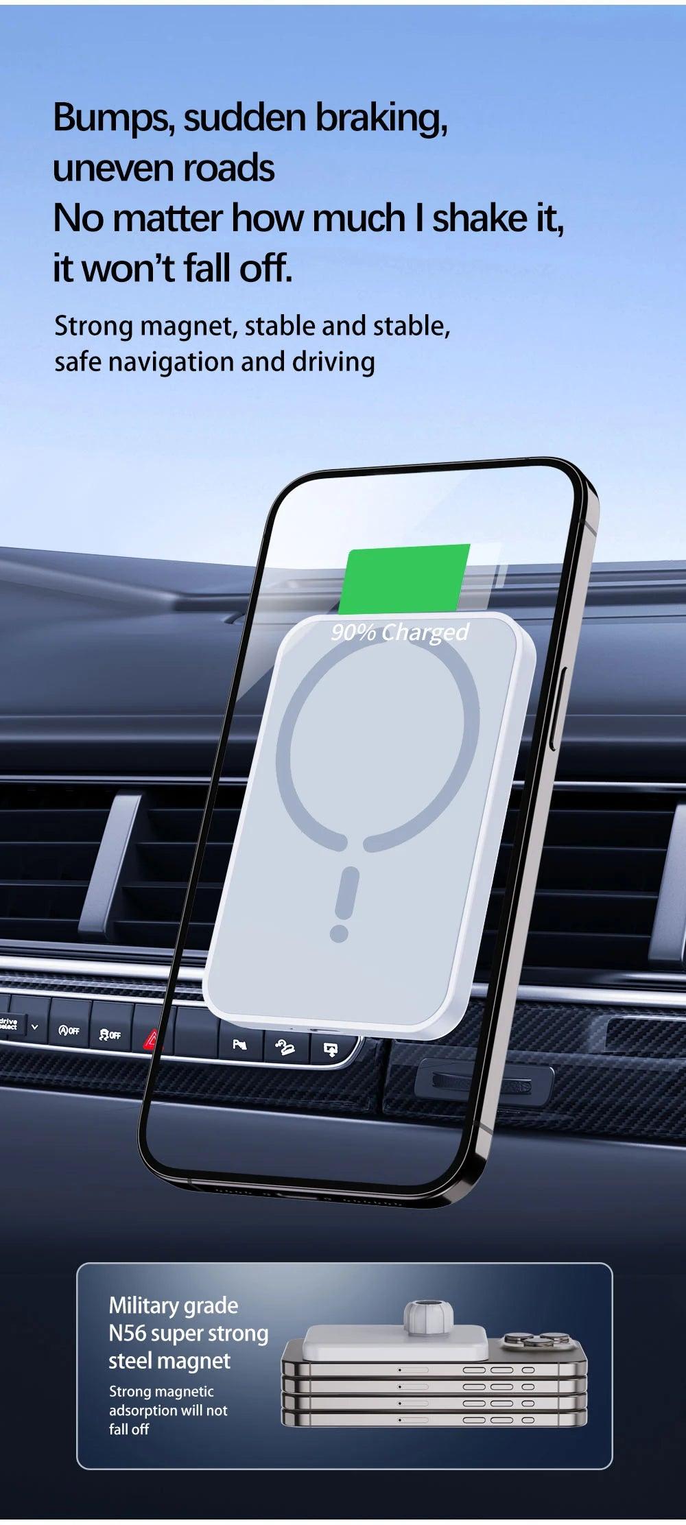 15W Magnetic Car Wireless Charger For Magsafe iPhone 12 13 14 15 Pro Max Fast Charging Air Vent Holder