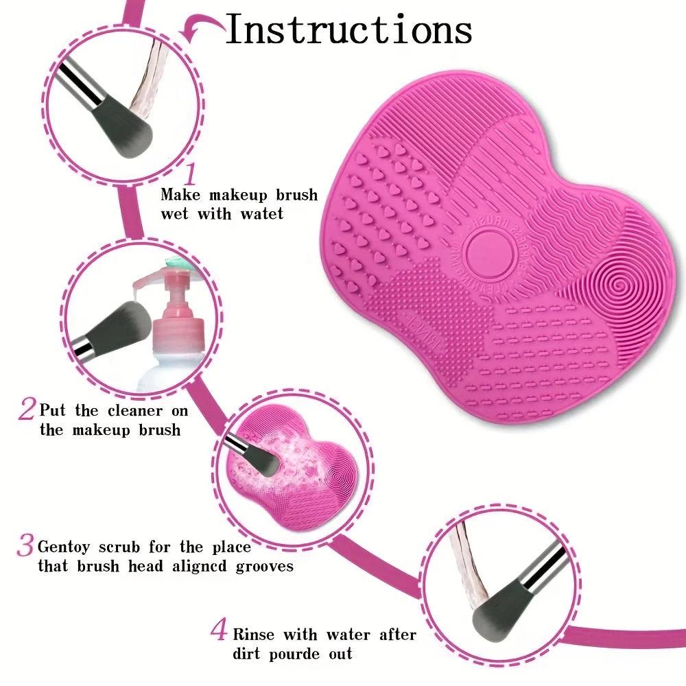 Apple Shaped Silicone Makeup Brush Cleaning Pad Efficient Portable Reusable Mat