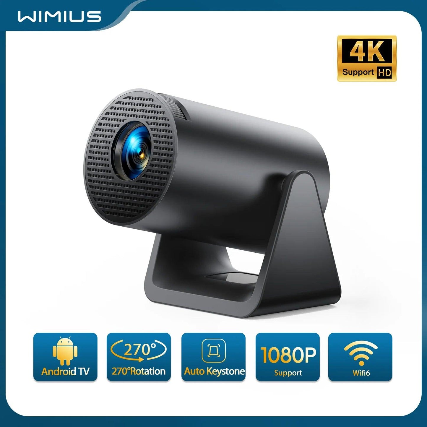 Wimius L1 Mini Projector 1080P Android 11 Portable 4K