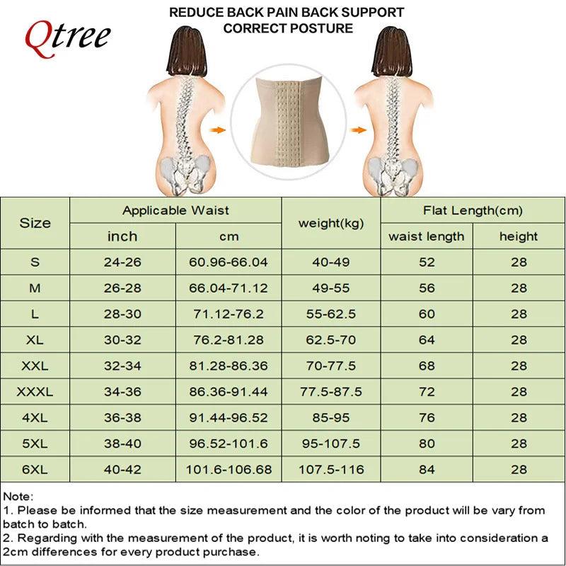 Qtree 6 Hooks Waist Trainer Belt Women Belly Trimmer Body Shaper Corset Firm Tummy Control Strap Steel Bone Compression Corset