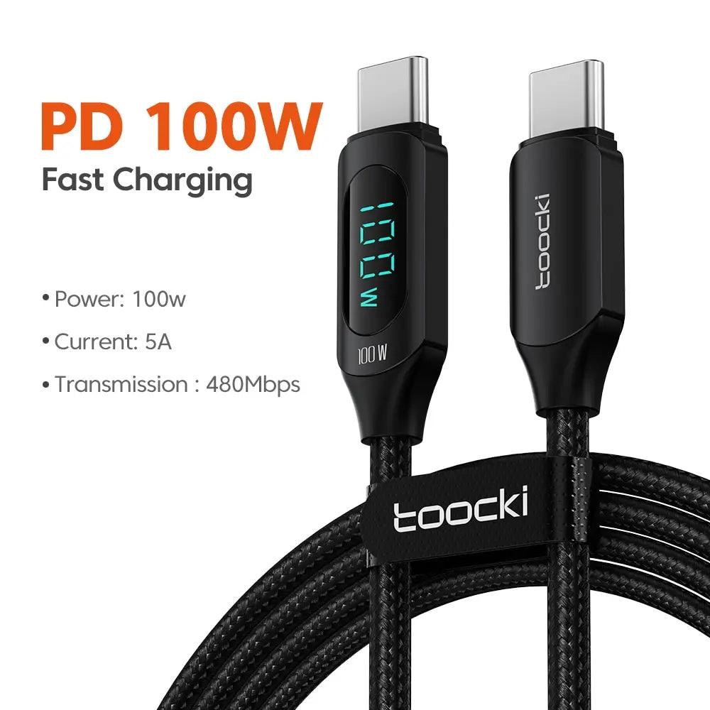Toocki Type C to Type C Cable 100W PD Fast Charger Cable