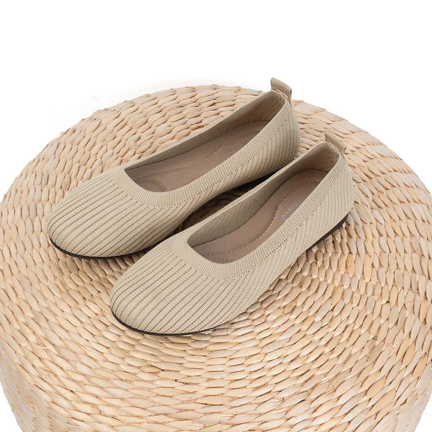 Samilor Knit Ballet Flat Shoes Round Toe Flats for Women Casual Slip on Shallow Shoes Office Boat Shoes Plus Size Moccasins