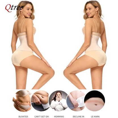Qtree 6 Hooks Waist Trainer Belt Women Belly Trimmer Body Shaper Corset Firm Tummy Control Strap Steel Bone Compression Corset