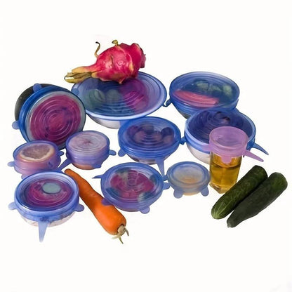 6Pcs Food Grade Silicone Preservation Cover Reusable Airtight Food Universal Dish Stretch Round Lids For Kitchen Accessories - WildlifeStyle