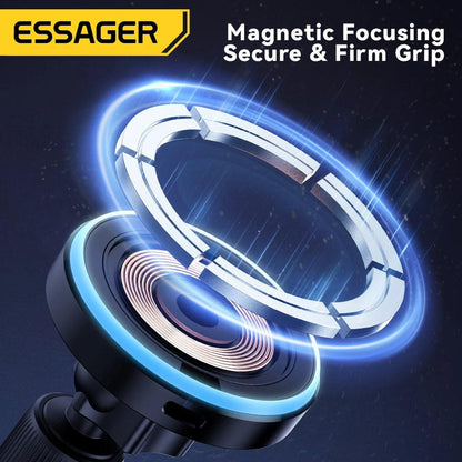 Essager Magnetic Wireless Charger Car Phone Holder 15W RGB Fast Charging Mount For iPhone 15 14 13 Android