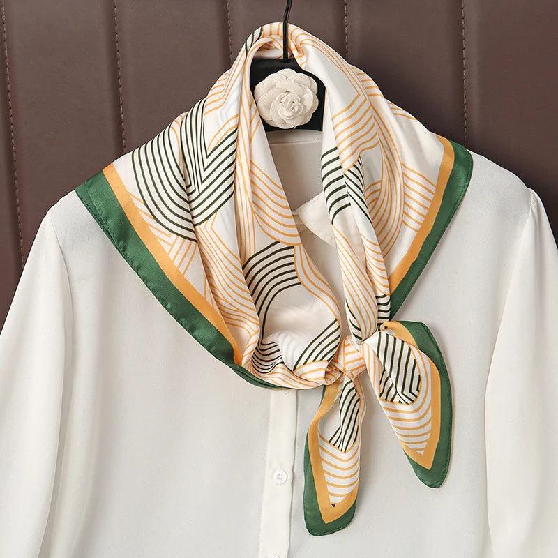 Luxury Print Satin Silk Square Scarf for Women Shawl Hijab Neckerchief Female Hair Ribbon Headband Fashion Wrap Bandana 2023 New