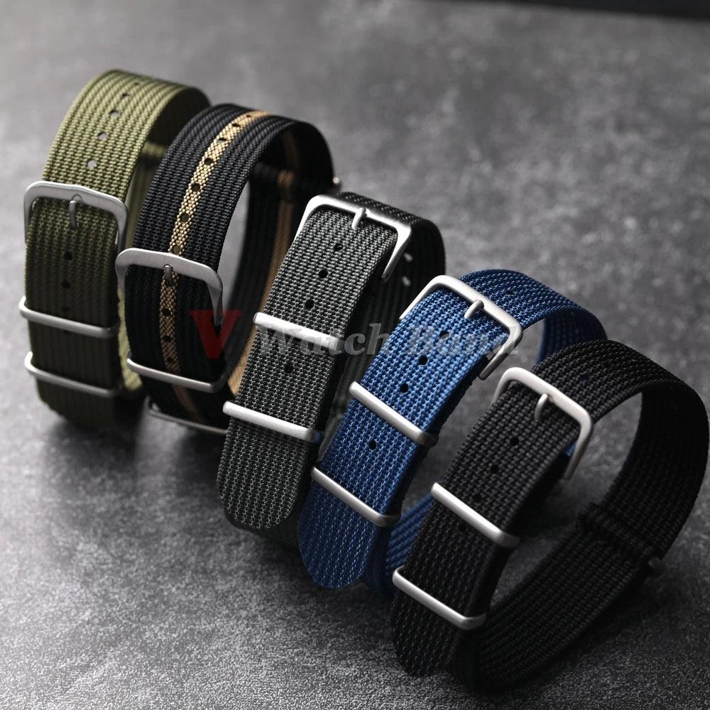 New Ribbed Nylon Watchband 18mm 20mm 22mm Military Strap