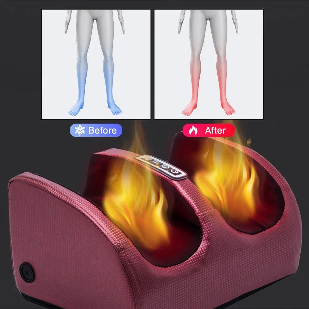 Electric Foot Massage Machine Hot Compress Shiatsu Foot Vibrators Kneading Roller For Foot Pain Relief Muscle Stimulation Gift - WildlifeStyle