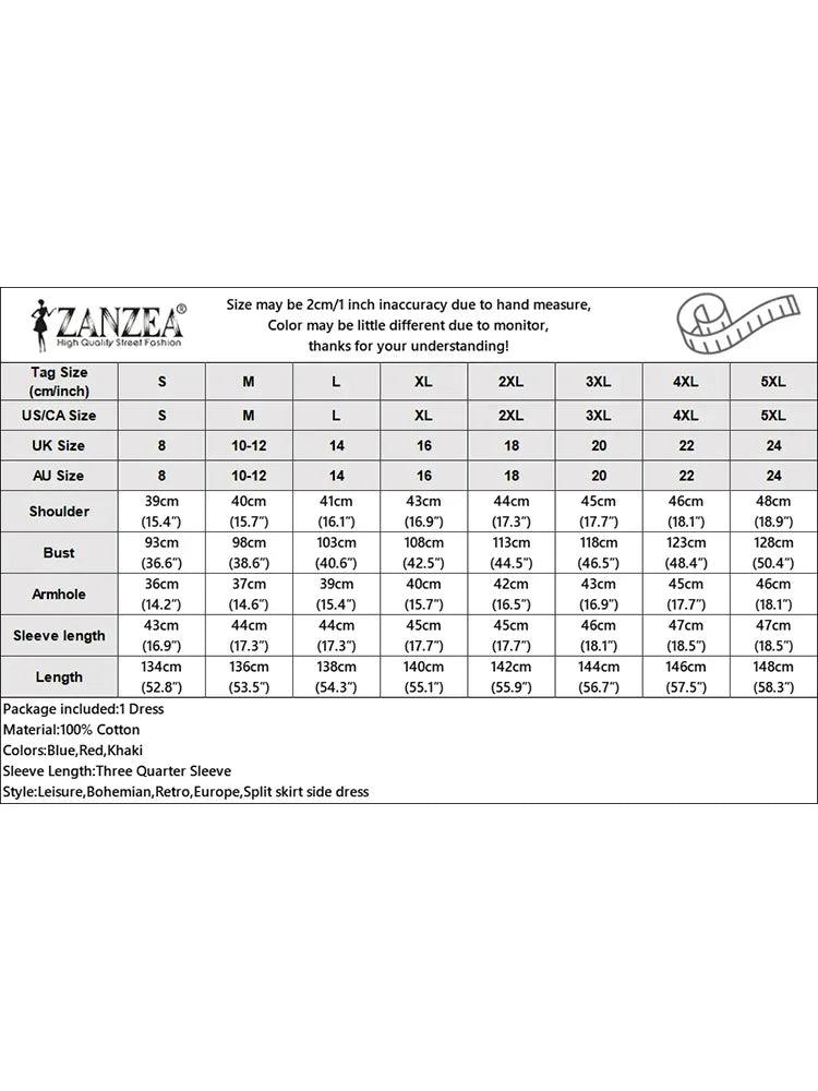 ZANZEA Women 3/4 Sleeve Long Dresses Fall 2024 Fashion