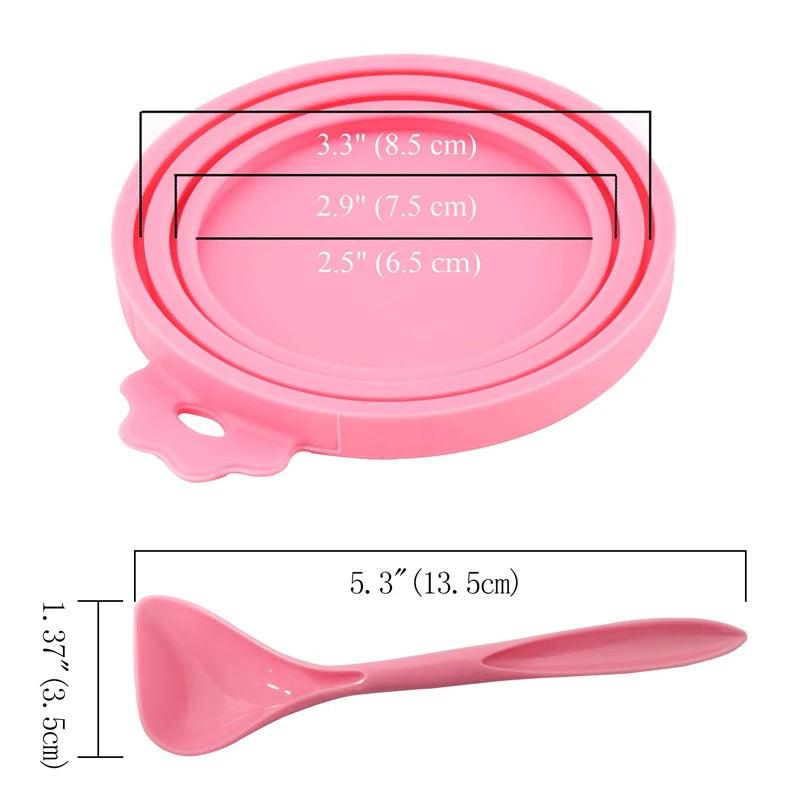 2pcs/set Reusable Pet Food Can Cover Silicone Dogs Cats Storage Tin Cap Lid Seal Cover with Spoon - WildlifeStyle